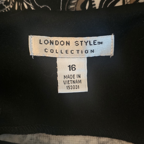 London Style Black White Paisley Office Dress Sleeveless Midi Size 16 - Picture 4 of 5